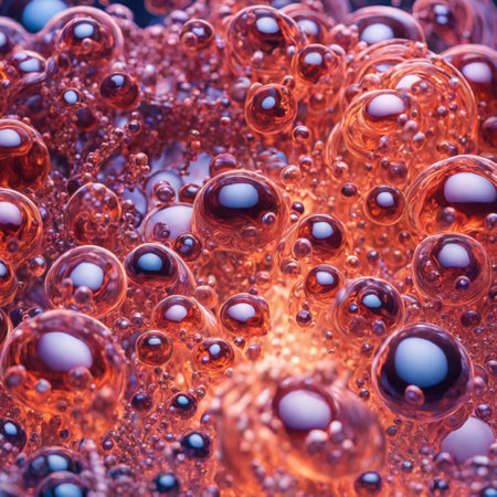 colorful Water drops on a glass surface. Macro shot with shallow depth of field.の素材