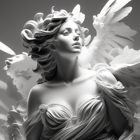 3d illustration of a beautiful woman with flowers in her hair.の素材