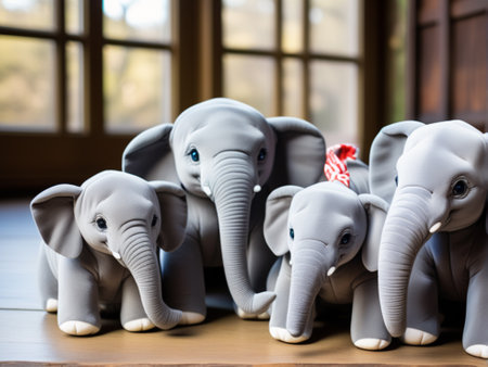 Elephant stuffed animals. Selective focus.の素材
