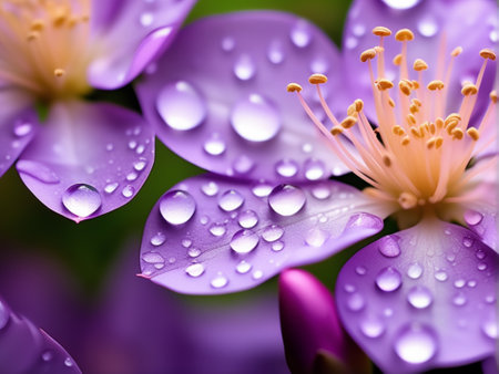 Water drops on a beautiful pink flower. Close-up. Nature.の素材