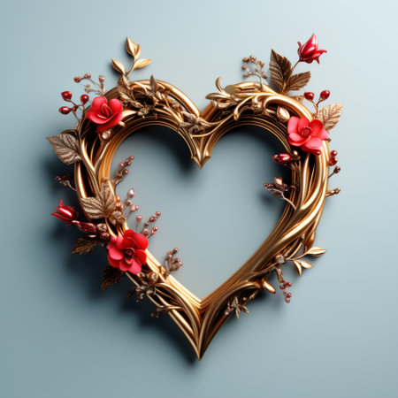 Luxury heart-shaped frame on a dark background. 3d renderingの素材
