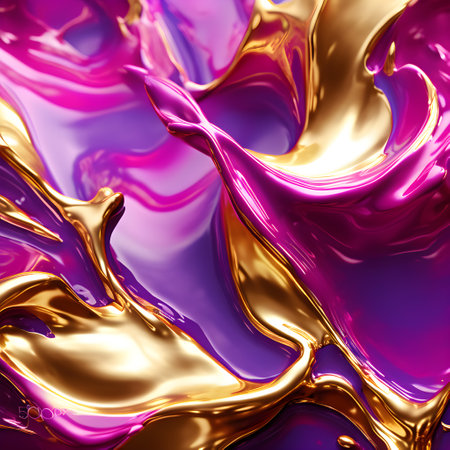 Gold and purple abstract background. 3d rendering, 3d illustration.の素材