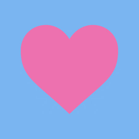 Pink heart on a blue background. simple illustration. Flat design.の写真素材