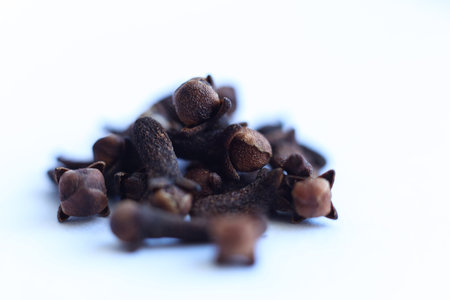 Cloves on white background. selective focusの写真素材