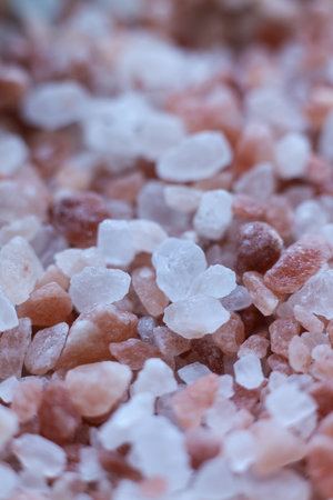 pink salt crystals as background, closeupの写真素材