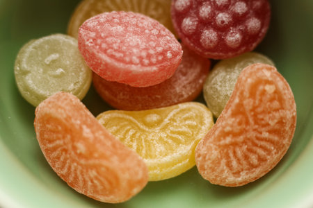 Close up of colorful candies in bowl. Shallow DOF.の写真素材