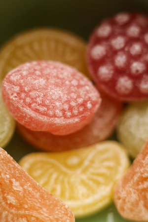Close up of colorful candies in bowl. Shallow DOF.の写真素材