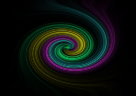abstract colorful spiral on a black background, illustration