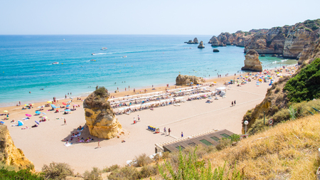 Portugal Algarve beach Praia Dona Ana in Lagosの写真素材
