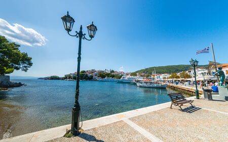 Skiatos Island Bay View From The Town Squareのeditorial素材
