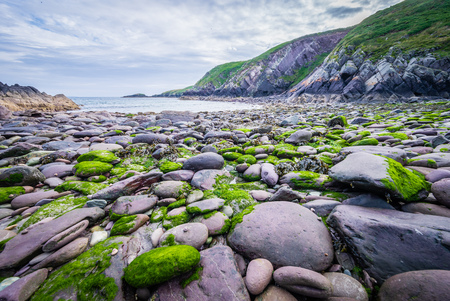 Caer Bwdy Bay view at sunset near to Caerfai Beach West Wales UK.の写真素材