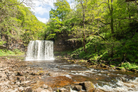 Sgwd Yr Eira Waterfall at Four Waterfalls in Brecon Beacons, Wales.の写真素材