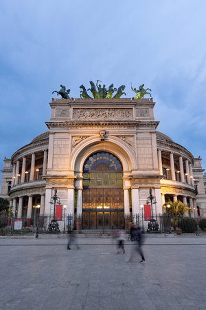 The Politeama Theatre is a theatre in Palermo. Located in the central Piazza Ruggero Settimo and represents the second most important theatre of the city after the Teatro Massimo. It houses the Orchestra Sinfonica Sicilianaのeditorial素材
