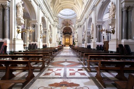 Palermo, Sicily - March 23, 2019:  The interior view of the Palermo Cathedral or Cattedrale di Palermo in a nice sunny afternoon in Palermo, southern Italy.のeditorial素材
