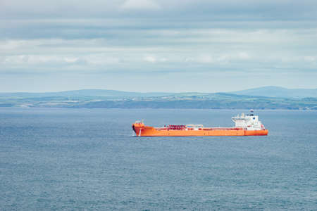 Martin's Haven, Wales - July 1, 2017: Crude oil tanker Eagle Bergen in St. Brides Bay seen from Martin's Haven Pembrokeshire, West Wales UK.のeditorial素材