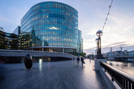 Modern office building near City Hall at dawn, the More London Riverside buildings.のeditorial素材