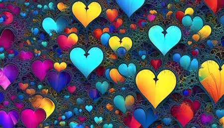 3d illustration of colorful hearts background for valentine's dayの素材