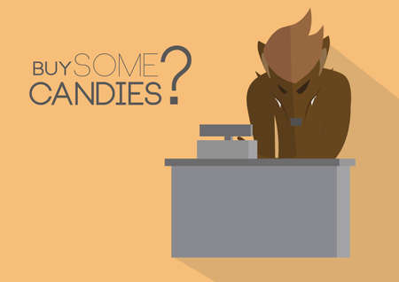 Halloween Monster Werewolf in Cashierのイラスト素材