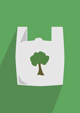 Green Plastic Bag Illustrationのイラスト素材