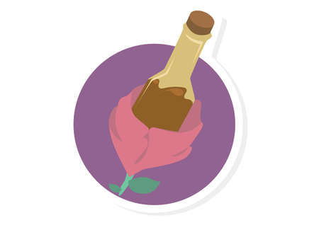 Beer in a Rose Icon Illustrationのイラスト素材