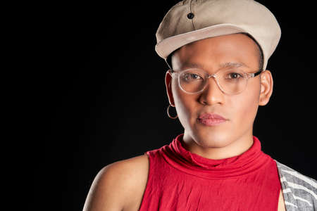portrait of latin man with beret and glasses