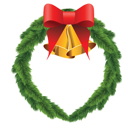 Illustration pour Christmas wreath with bells - image libre de droit