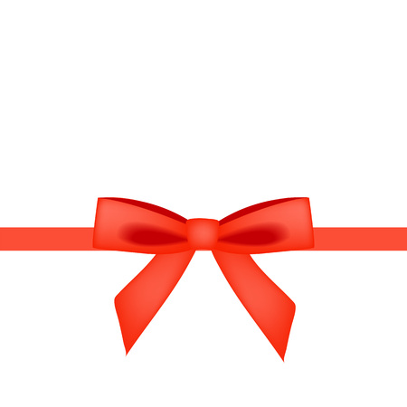 Red horizontal ribbon with bow isolatedのイラスト素材