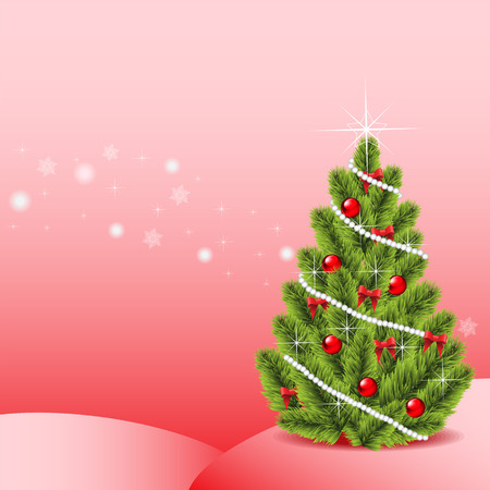 Festive fir-tree on a pink backgroundのイラスト素材