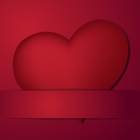 Valentine card with a heart placed on red backgroundのイラスト素材