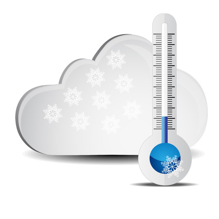 Abstract thermometer with clouds and snowのイラスト素材
