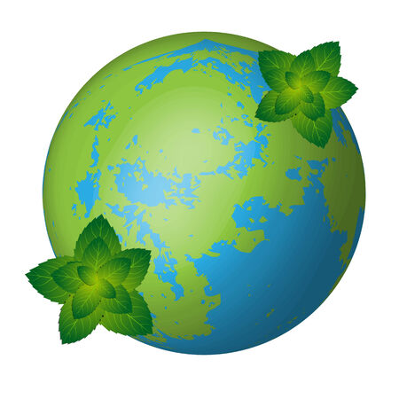 globe and leafsのイラスト素材