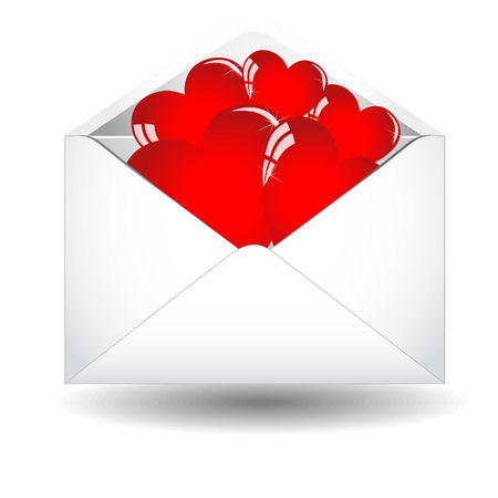 Envelope with red heartsのイラスト素材