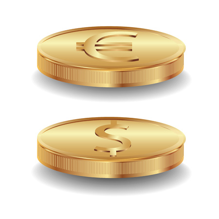 Gold coins  Dollar and euro のイラスト素材