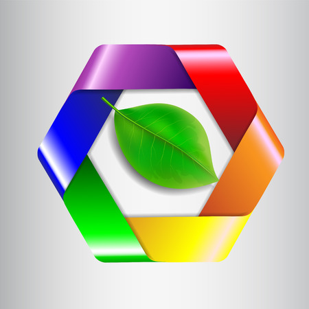 colorful icon with leafのイラスト素材