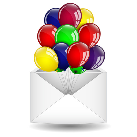 Envelope and colorful balloonsのイラスト素材
