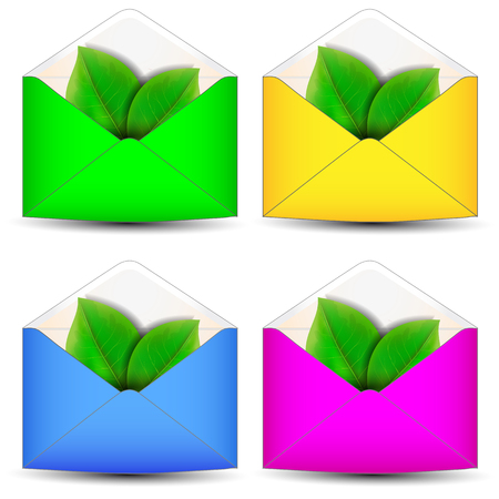 Envelope with leafのイラスト素材