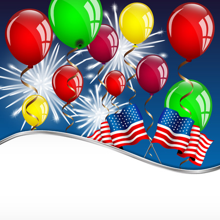 Independence Day card with American flag and balloonsのイラスト素材