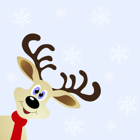 Funny deer on winter backgroundのイラスト素材