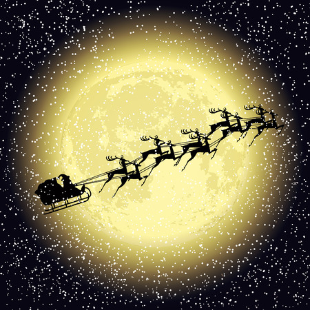 Santa on a sleigh in the skyのイラスト素材