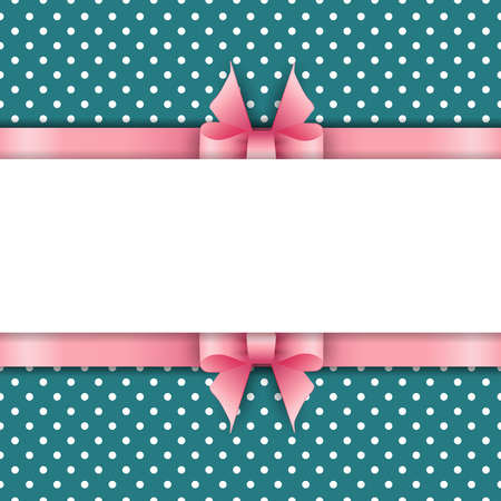 Cute background with pink ribbons on a blue backgroundのイラスト素材