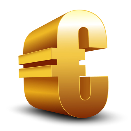 3D golden Euro sign isolated on whiteのイラスト素材