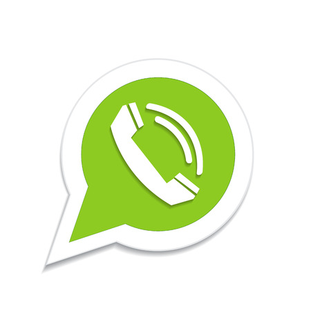 Green phone handset in speech bubble iconのイラスト素材