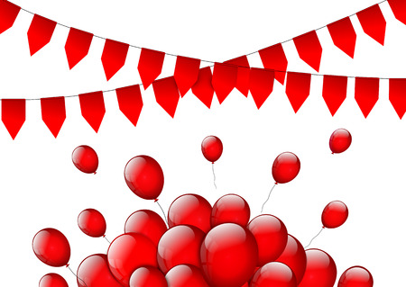 Birthday or party background with flags and balloonsのイラスト素材