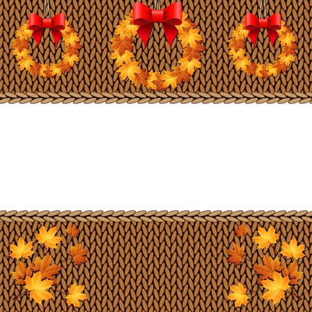 Autumn knitted warm background with space for textのイラスト素材