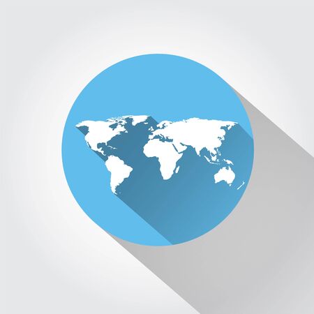 World map. Flat design, long shadow.のイラスト素材