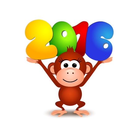 Symbol New Year 2016, Monkey. Postcard Happy New Year 2016 Yearのイラスト素材