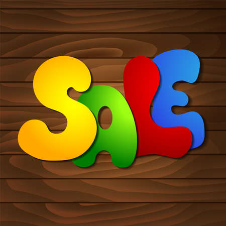 Sale message on wooden background.のイラスト素材