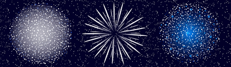 Set of fireworks on blue backgroundのイラスト素材