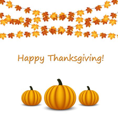 Thanksgiving celebration banner with maple leaf on a white backgroundのイラスト素材