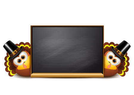 Background Thanksgiving turkey bird with a pilgrim or puritan thanksgiving hatのイラスト素材